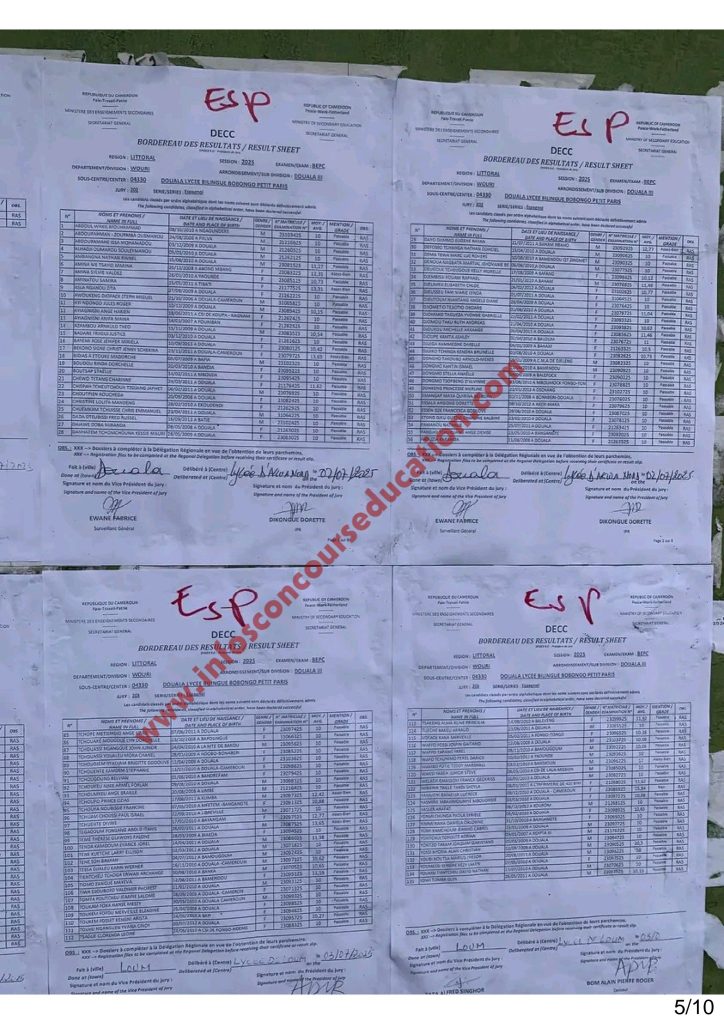 Résultats BEPC 2025 Lycée bilingue de BOBONGO petit paris 4 Résultats BEPC 2025 Lycée bilingue de BOBONGO petit paris