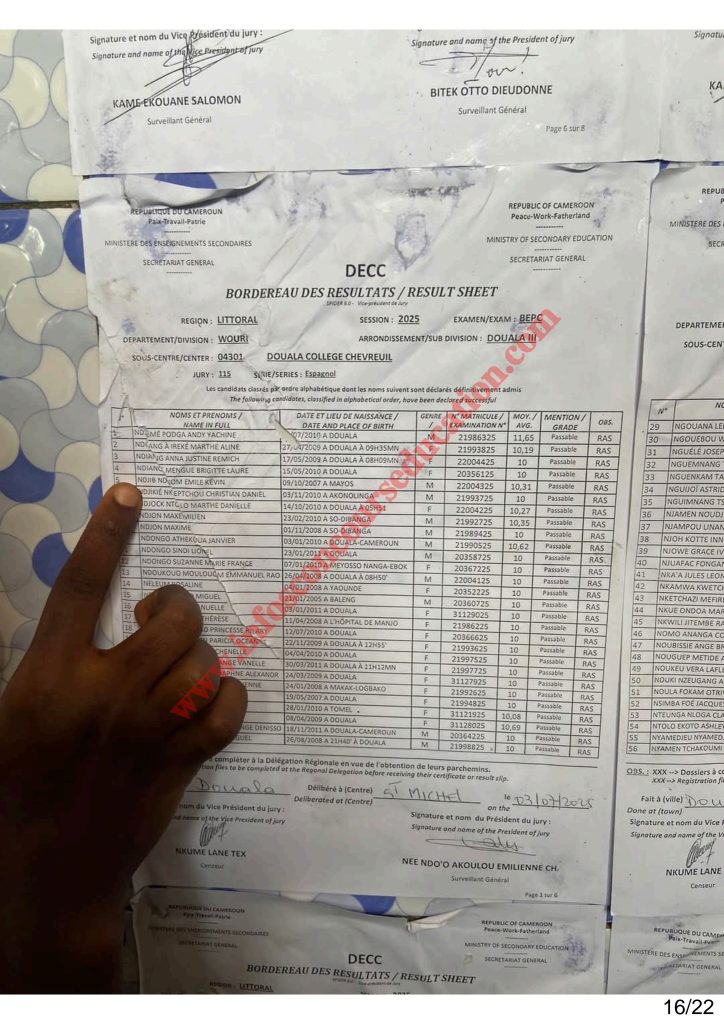 Résultats BEPC littoral 2025 Collège Chevreuil 2 Résultats BEPC littoral 2025 Collège Chevreuil