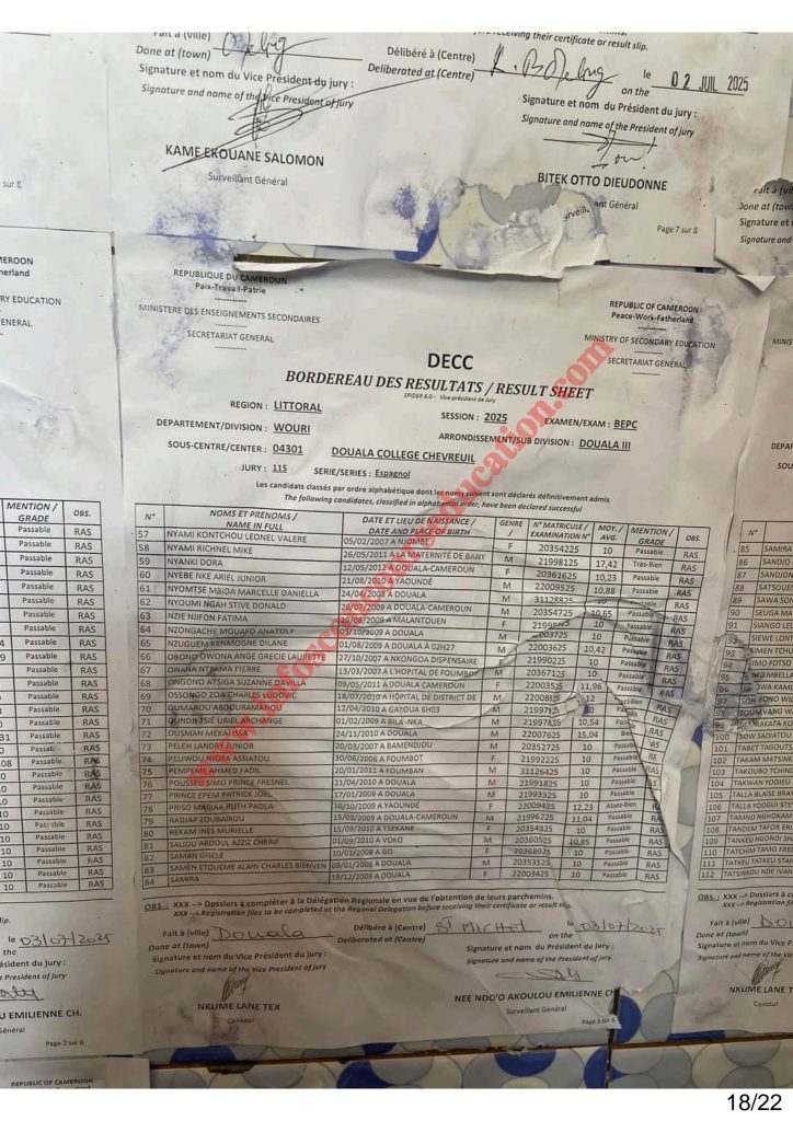 Résultats BEPC littoral 2025 Collège Chevreuil 22 Résultats BEPC littoral 2025 Collège Chevreuil