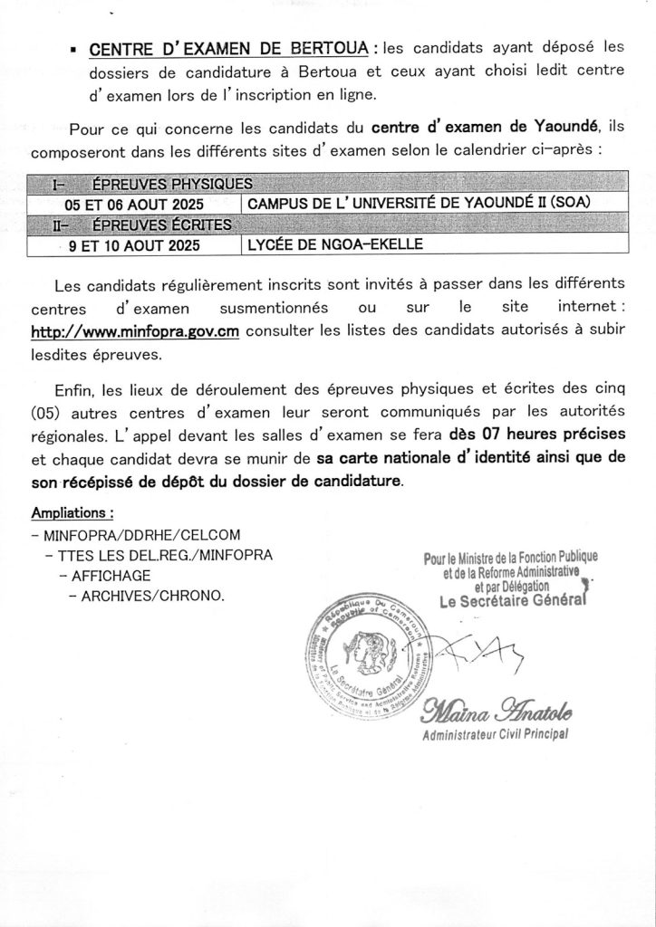 Communiqué radio-presse, à l'attention des candidats aux concours de formation des 05 et 06 août, 09 et 10 août 2025 2 Communiqué radio-presse, à l'attention des candidats aux concours de formation des 05 et 06 août, 09 et 10 août 2025