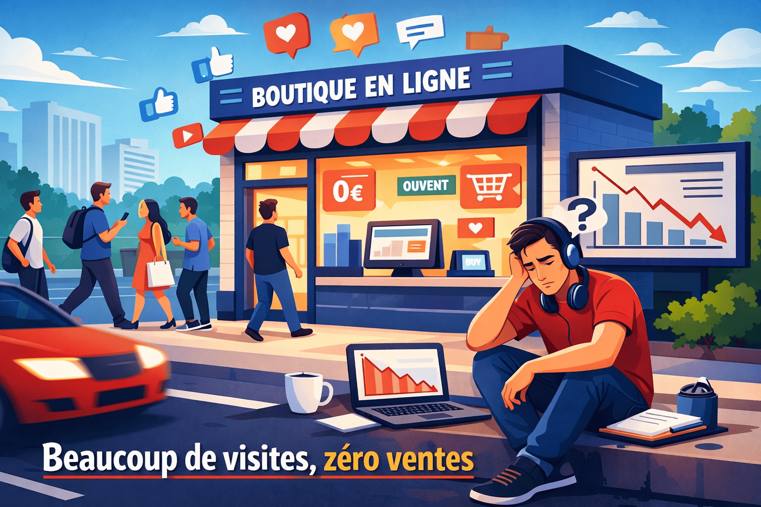Beaucoup de visites, zéro ventes : pourquoi ta boutique digitale ne convertit pas 1 Beaucoup de visites, zéro ventes : pourquoi ta boutique digitale ne convertit pas