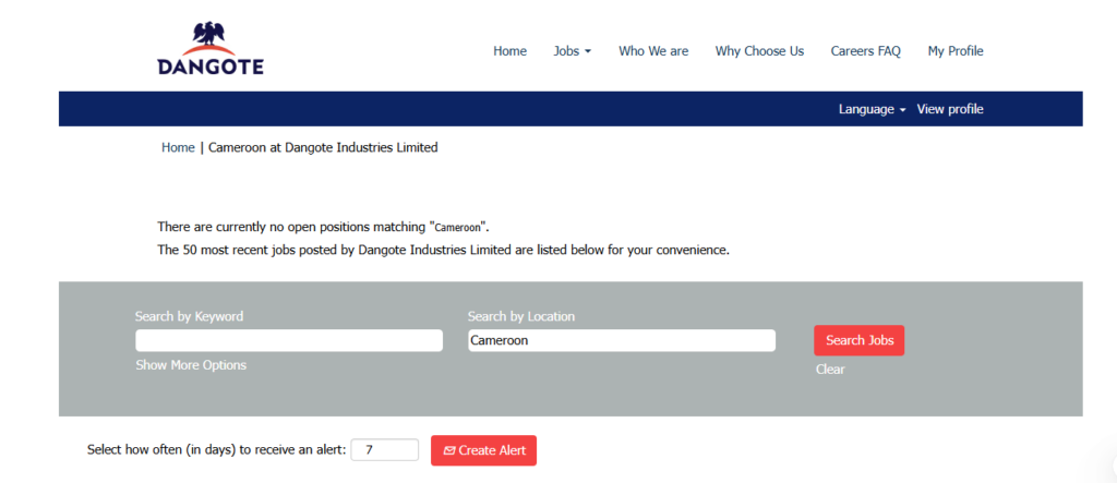 Dangote Cameroun Recrutement